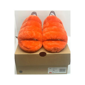 UGG Fluff Yeah Slide Slippers Women's Size 7 Sandal Hazard Orange - worn 2 times